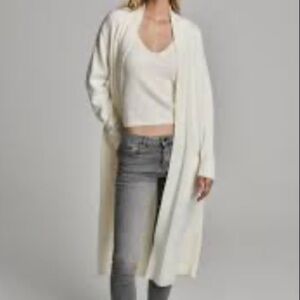 100% Cashmere Cream knit long Cardigan